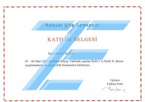 ruhsal sertifika Zeynel Eroğlu - Metafizik Uzmanı